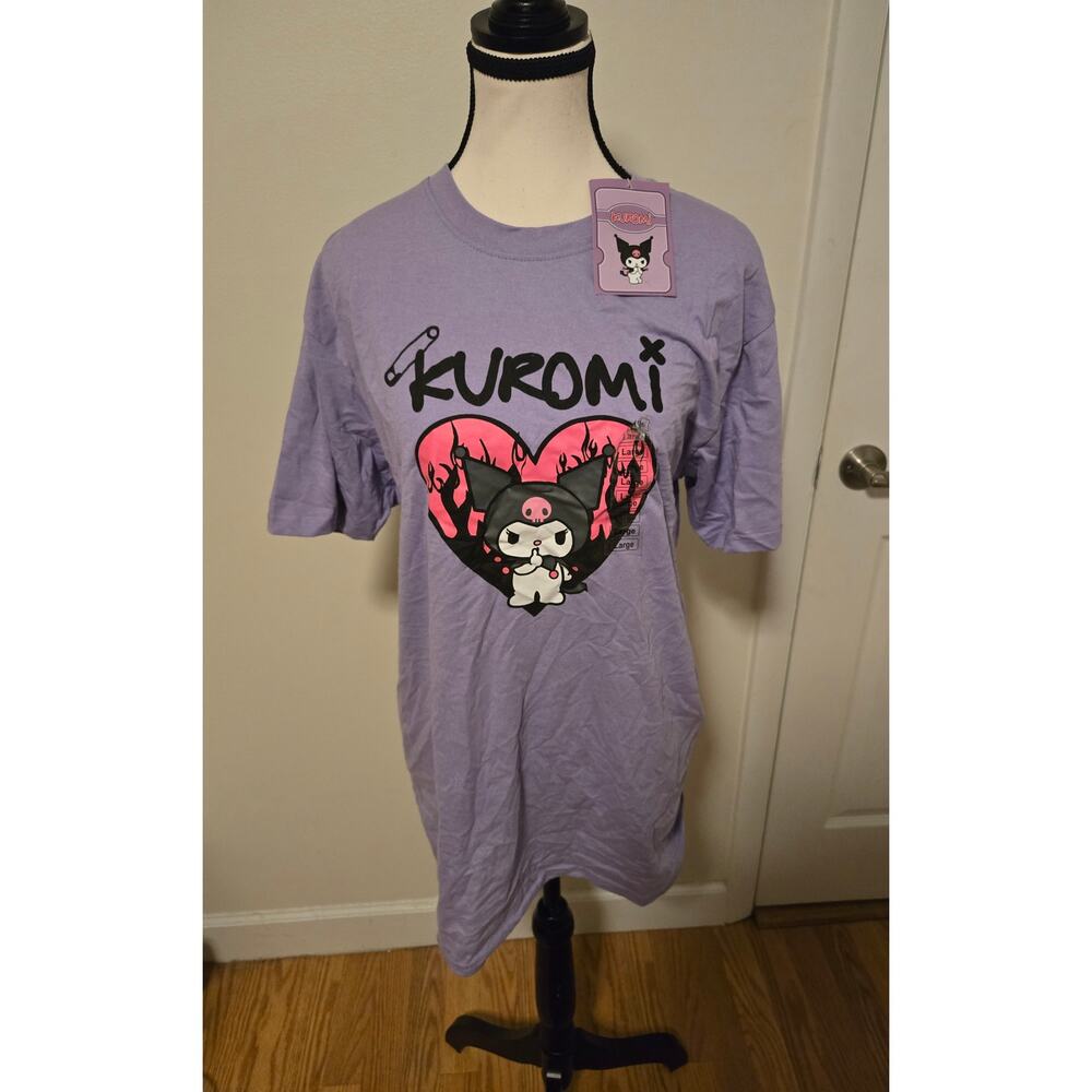 Hello Kitty And Friends Kuromi Flaming Heart Purple Graphic Tee